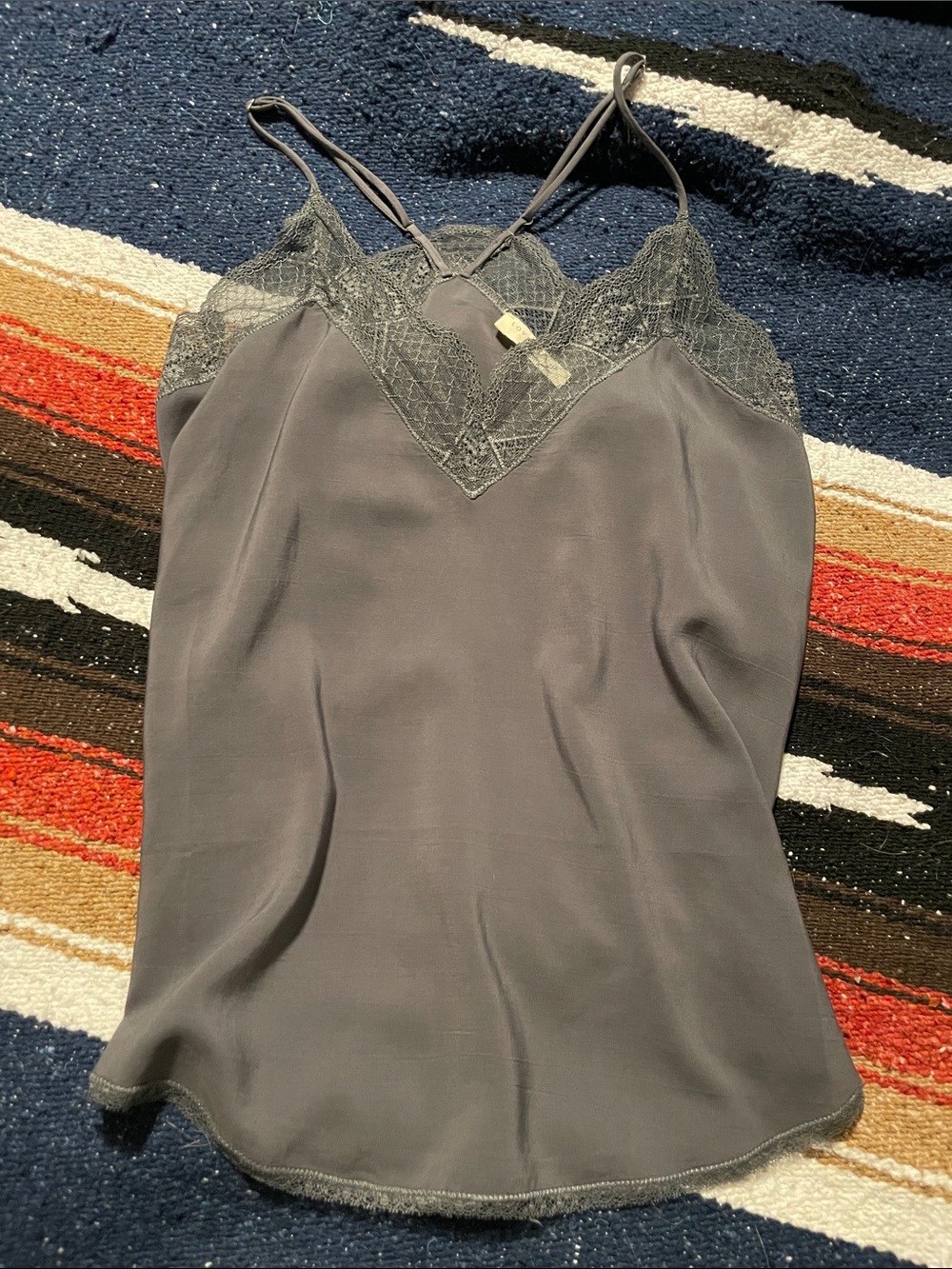 lovestitch Gray Lace-Trim Satin Cami
